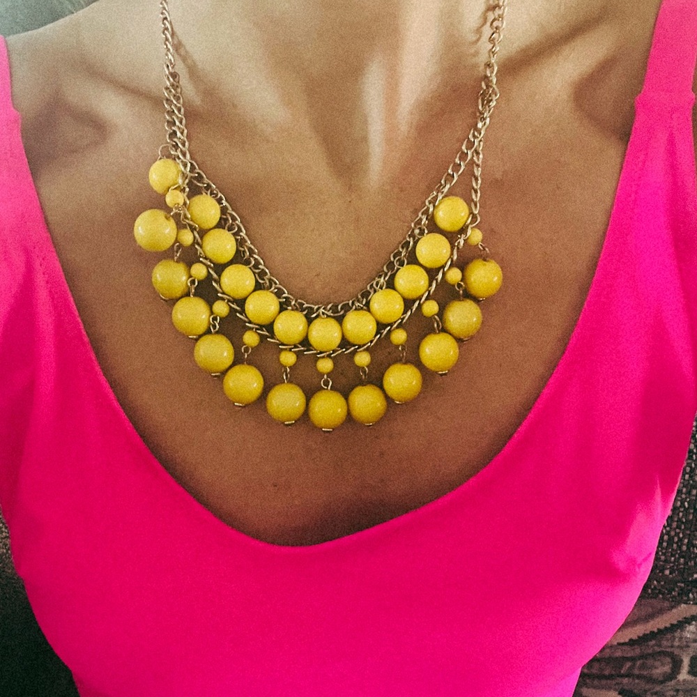 Bright Yellow & Gold Statement Necklace
